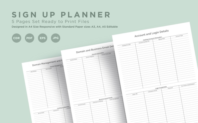 Sign Up Planning Pages Set V-10