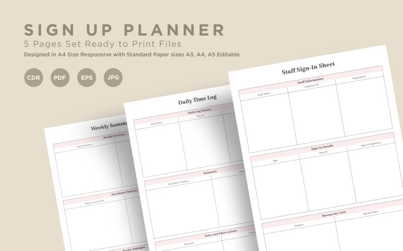 Sign Up Planning Pages Set V-15