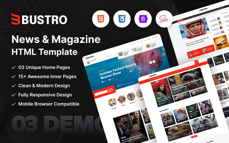 Bustro - News & Magazine HTML Template