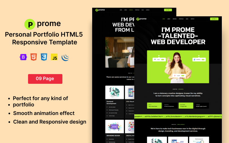 Prome – Responzivní šablona osobního portfolia HTML5