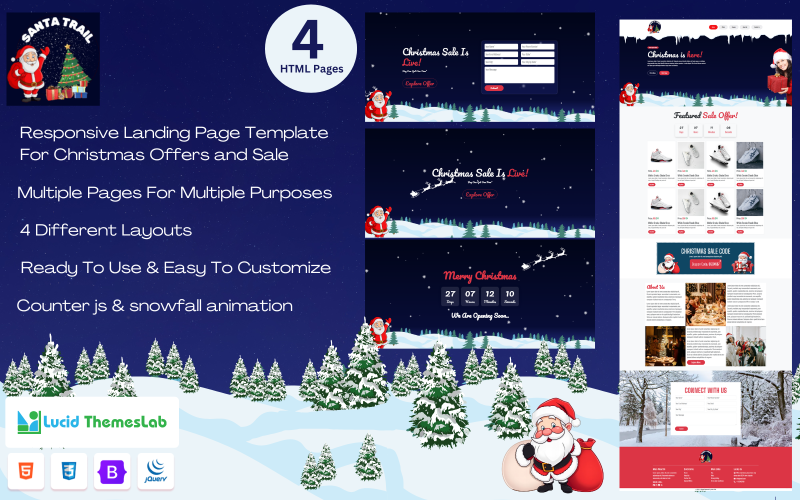 Santa Trail | Bootstrap-Landingpage für Weihnachtsangebote, Verkäufe, Produkteinführungen und Werbeaktionen