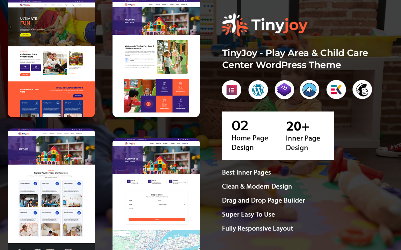 TinyJoy - Motyw WordPress dla strefy zabaw i centrum opieki nad dziećmi