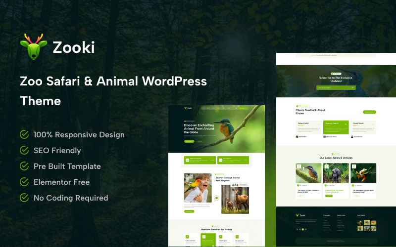 Zooki – Een Premium Zoo Safari & Dieren WordPress Thema