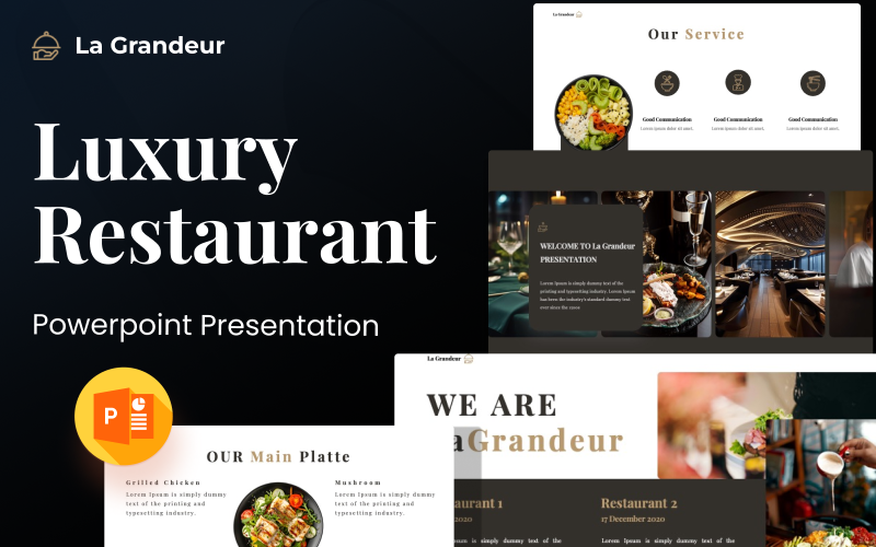 La Grandeur - Luxe eten PowerPoint-presentatiesjabloon