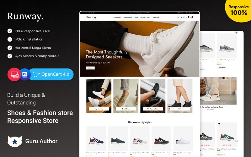 Runway – Responsives Opencart-Theme für Schuhe und Mode