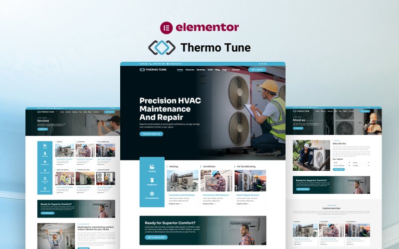 ThermoTune — AC-reparatie-Elementor-sjabloonkit