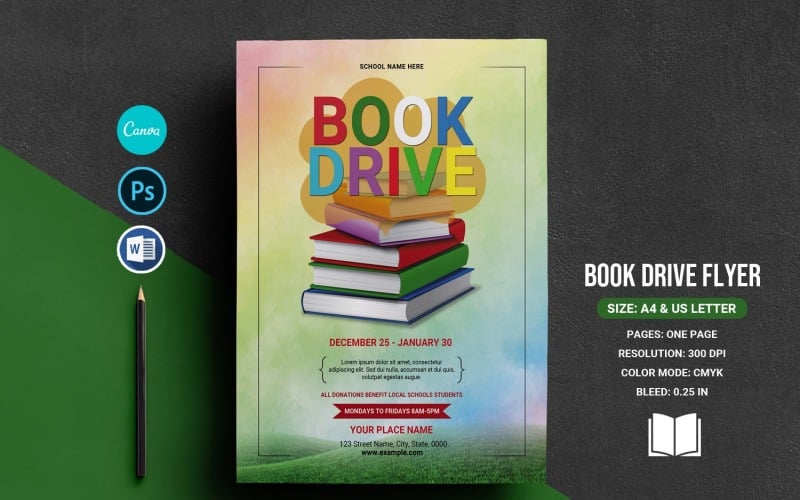 Book Drive Flyer Template