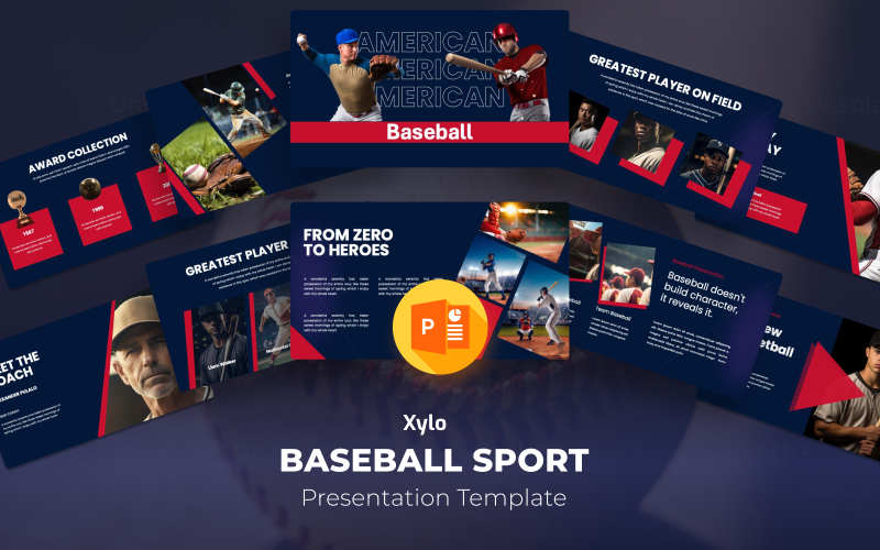 Xylo- Baseball Sports PowerPoint prezentační šablona