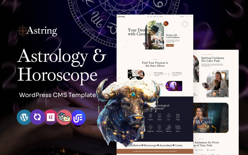 Astring - Astrologi och horoskop WordPress Elementor-tema