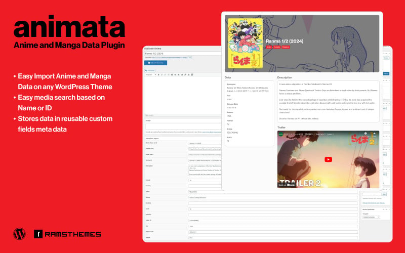 ANIMATA - Anime a Manga Data Plugin pro WordPress