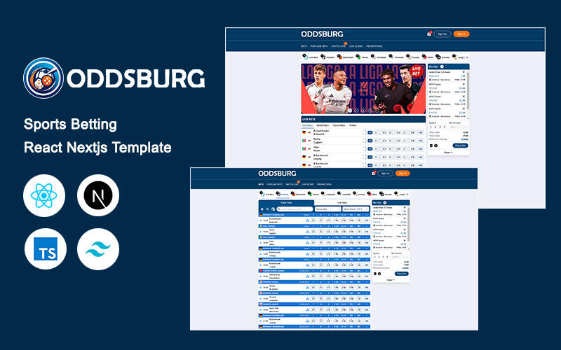 OddsBurg - Modello React Nextjs per scommesse sportive