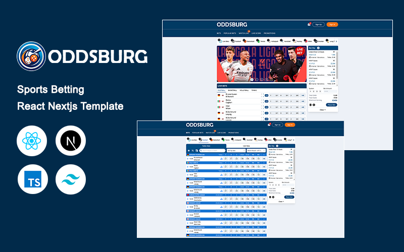 OddsBurg - Sportovní sázení Reagovat Nextjs Template