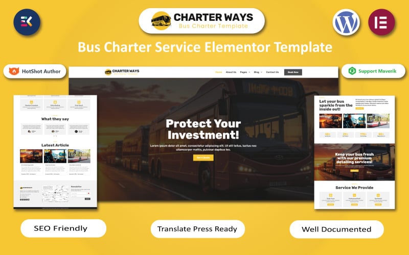 Charter Ways - Modelo de serviço de fretamento de ônibus Elementor