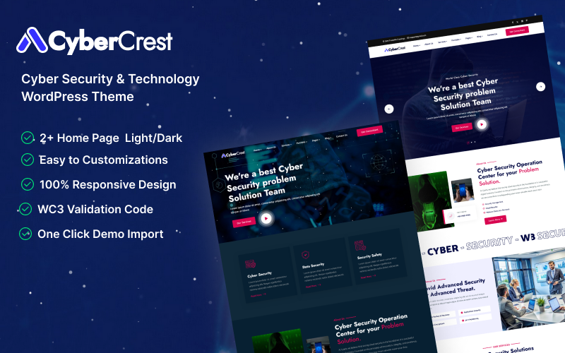 CyberCrest – Cyber Security & Technology WordPress Theme