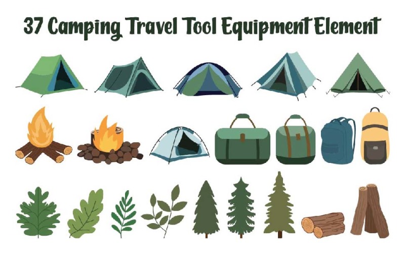 37 Camping Travel Tool Equipment Element