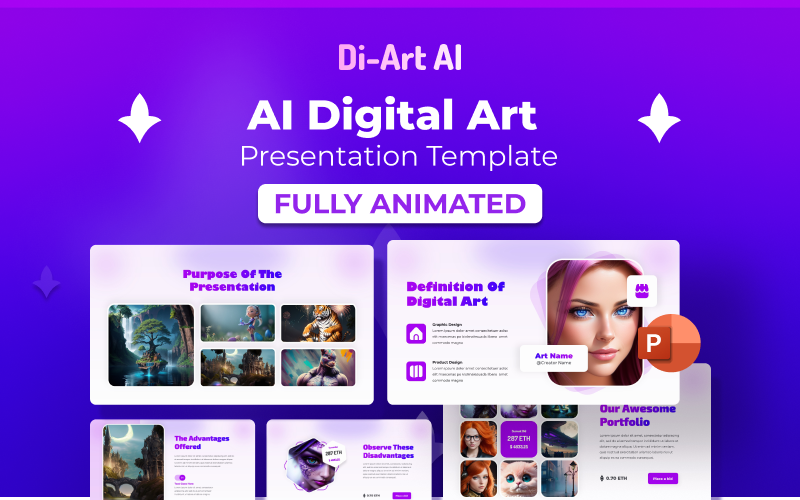 Modèle PowerPoint d'art numérique Di-Art AI