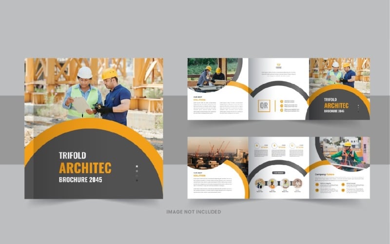 Progettazione di brochure a tre ante quadrate per architettura o progettazione di modello di brochure a tre ante quadrate