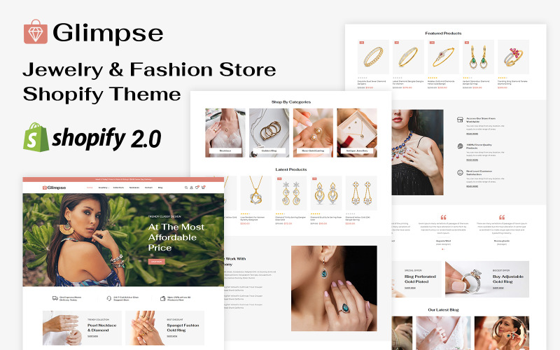 Glimpse – Ékszer- és butikáruház Shopify 2.0 reszponzív téma