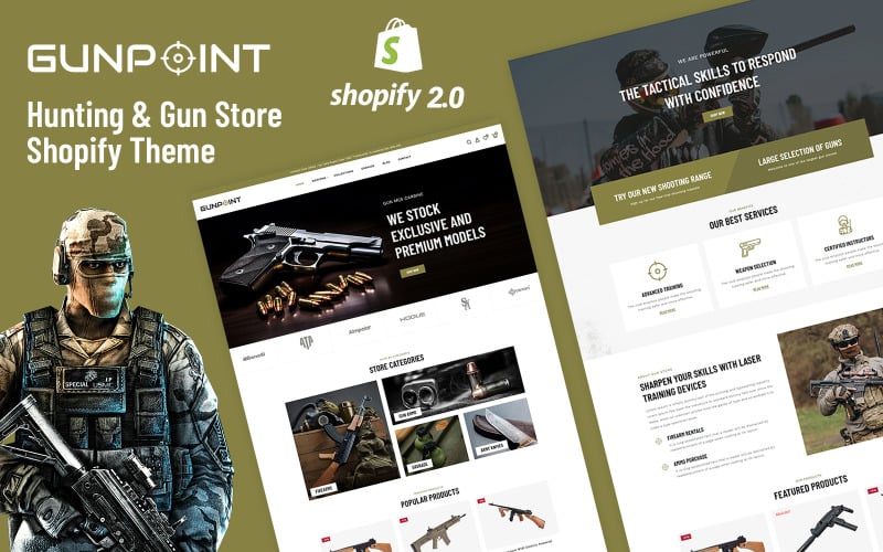 Gunpoint - Avcılık, Silahlar ve Silah Mağazası Shopify 2.0 Duyarlı Tema