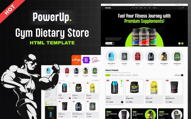 Power Up - Modèle HTML de produit de complément alimentaire pour la santé et la remise en forme