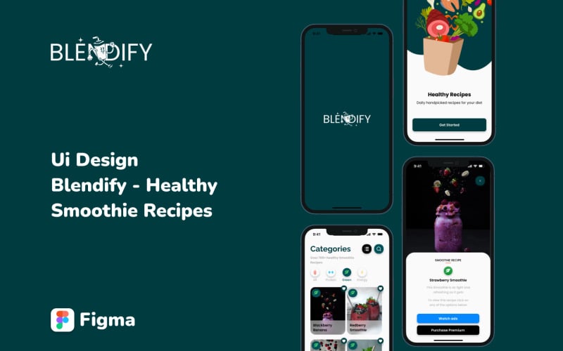 Blendify - Smoothie Recipe Mobile App UI Kit for Figma