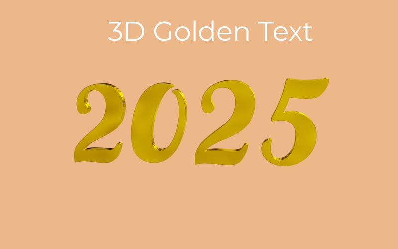 Efecto de texto brillante dorado con estilo 3D 2025