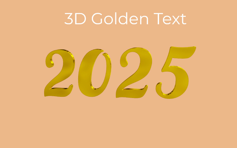 Effet de texte brillant doré de style 3D 2025