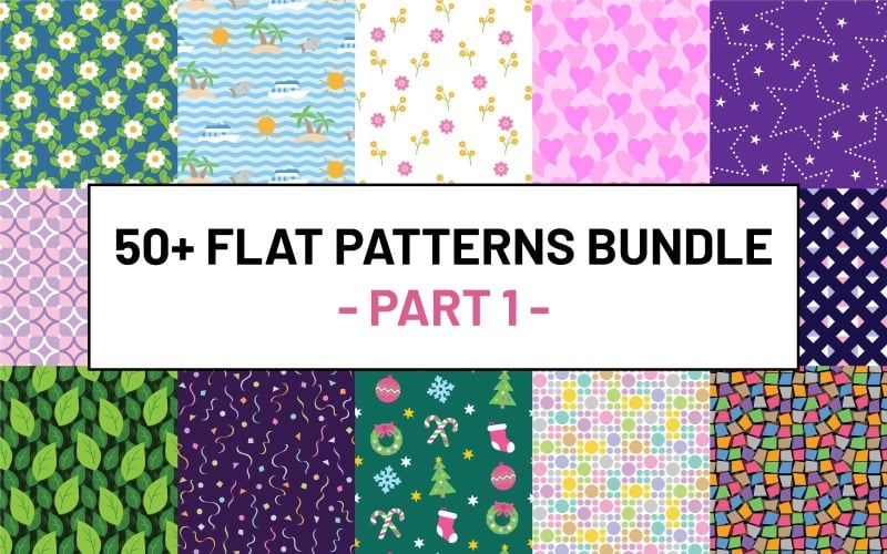 Flatterno Bundle — многоцелевые бесшовные узоры в плоском стиле