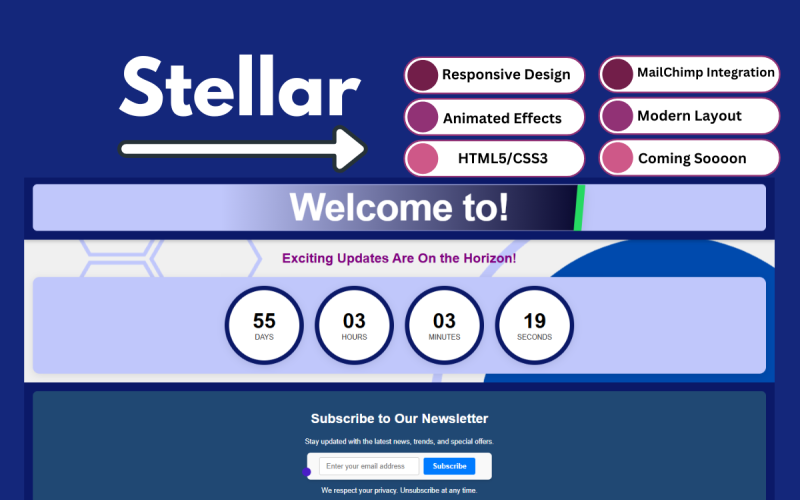 Stellar in arrivo - Pagina reattiva e moderna