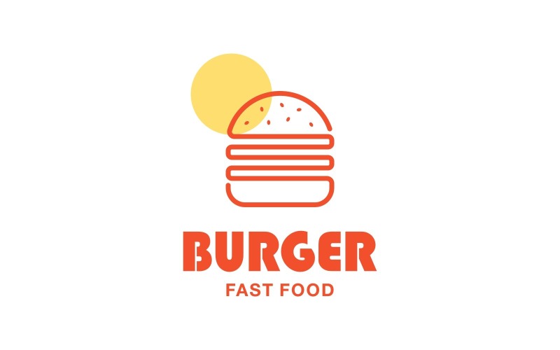 Burger Fast Food Line Art Logo