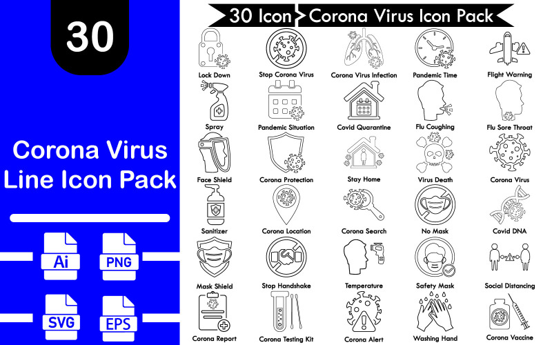 Corona Virus Line Icon Pack