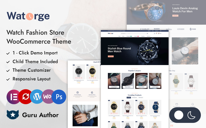 Watorge – адаптивна тема WooCommerce Elementor Watch Fashion Store