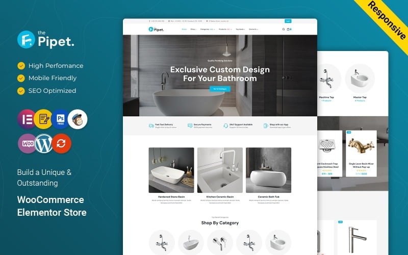 Pipet - Badkamer en sanitair WordPress WooCommerce-thema