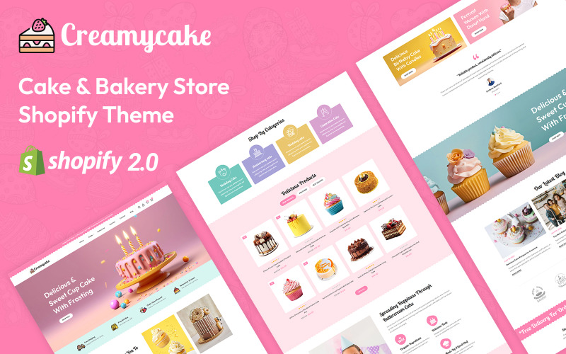 Creamycake - Tema reattivo Shopify 2.0 per negozi di torte e prodotti da forno