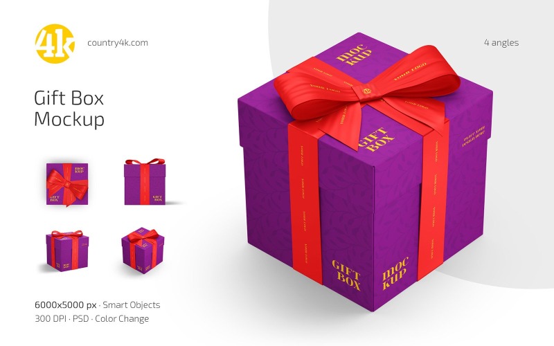 Maqueta de caja de regalo en formato PSD