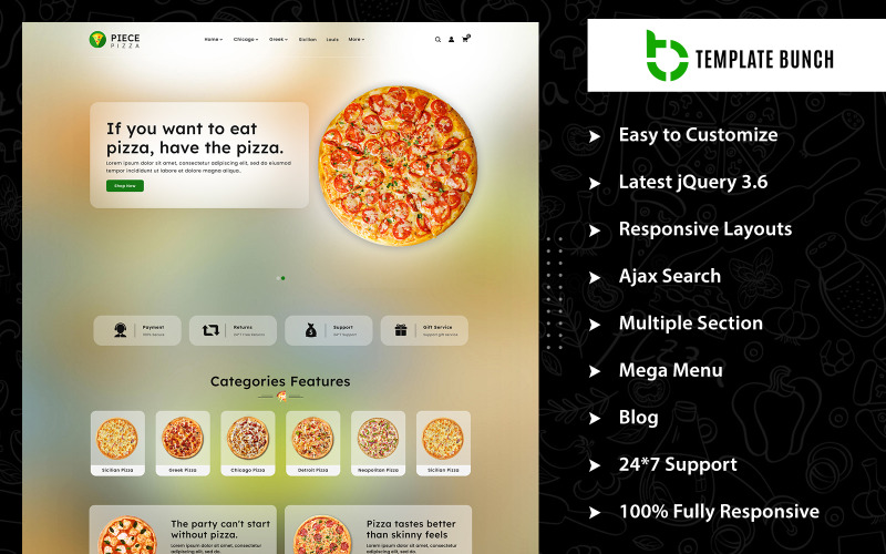 Piece Pizza - responsywny motyw Shopify dla eCommerce