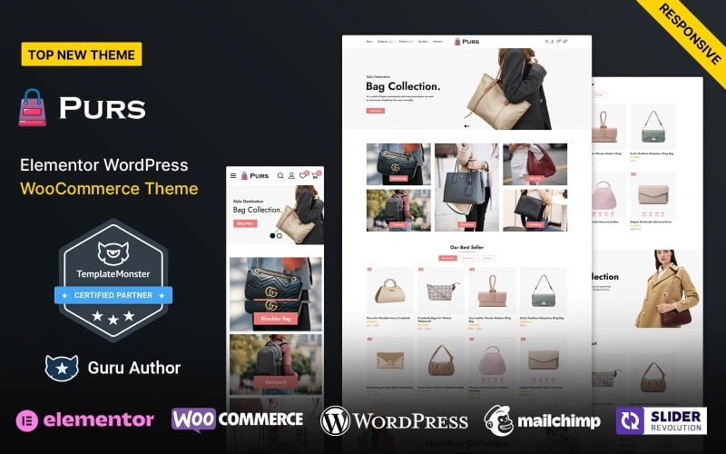 Purs - Geldbörsen und Handtaschen und Ledertaschen Shop WooCommerce WordPress Theme