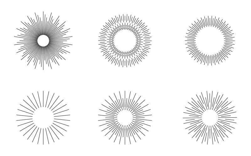 Vintage sunburst, Vector sunburst line icons set illustration V1