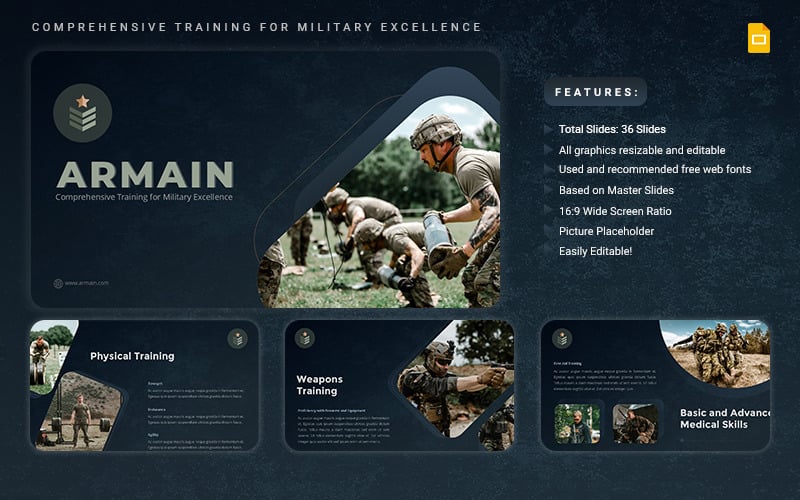 Armain-Military Training Presentation Google Slides Template