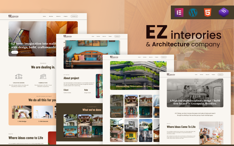 EZ Interiors Architecture : Thème WordPress de décoration d'intérieur et de style d'intérieur haut de gamme