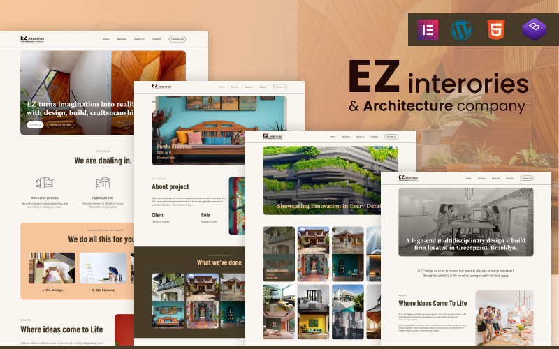 EZ Interiors Architecture: Premium Interior Design & Home Styling WordPress Theme