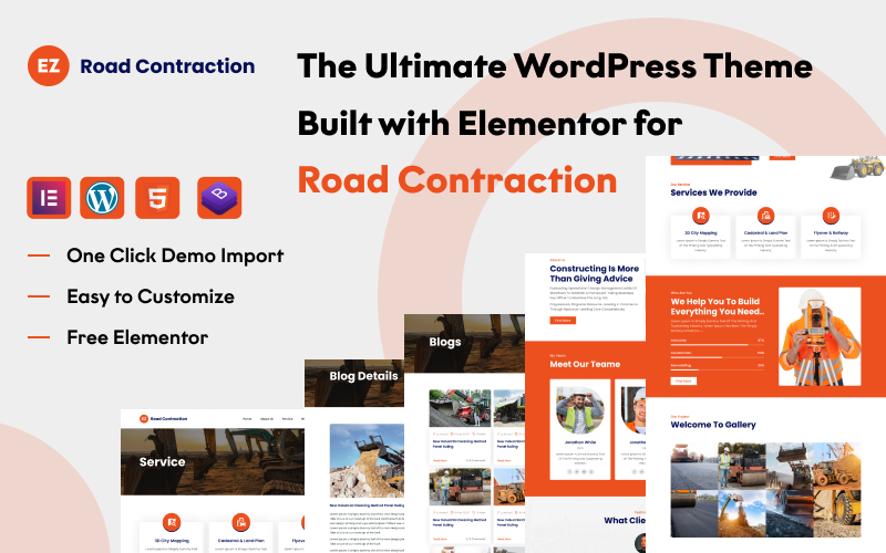 EZ Road Construction – Modern WordPress-thema voor wegenbouw en ontwikkeling