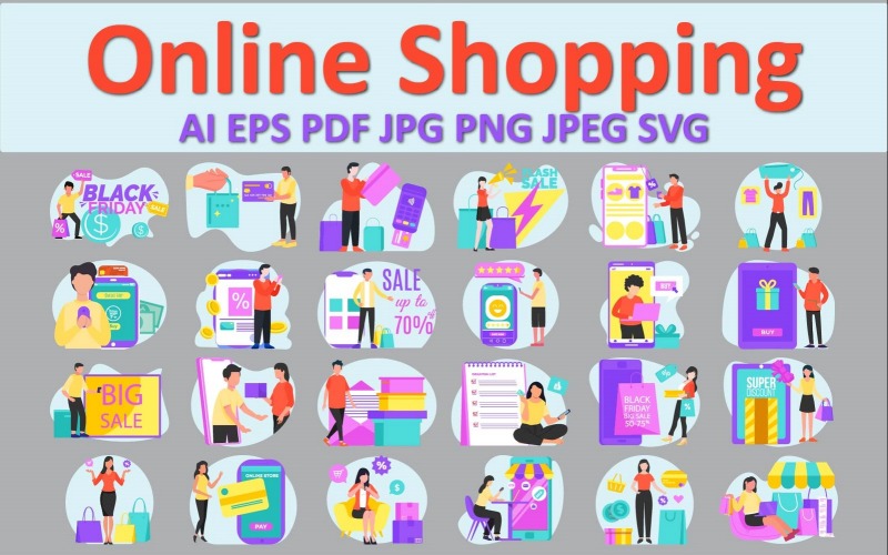 Illustrationen zum Thema Online-Shopping: Stilvolle Grafiken für moderne Einzelhandelsprojekte