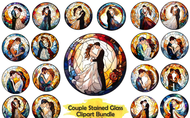 Couple Stained Glass Sublimation Bundle