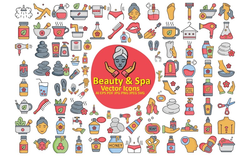 Beauty and Spa Icons: Elegant Graphics for Wellness and Relaxation