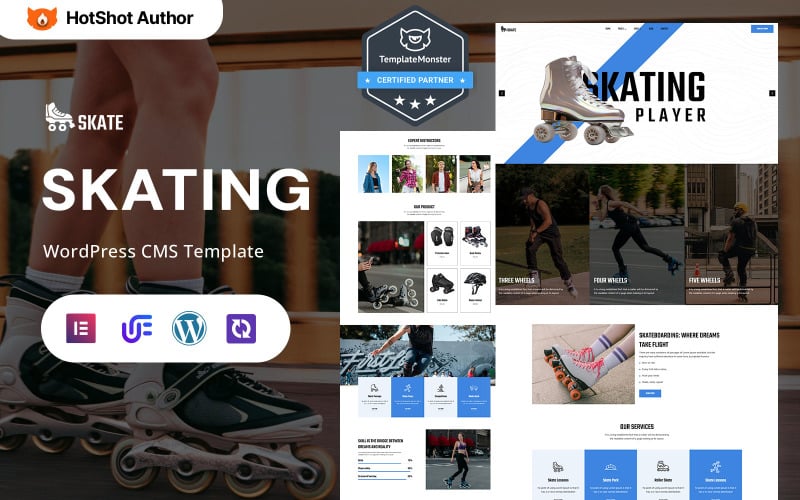 Skate – škola bruslení, klub skateboardingu a obchod s vybavením WordPress Elementor Theme