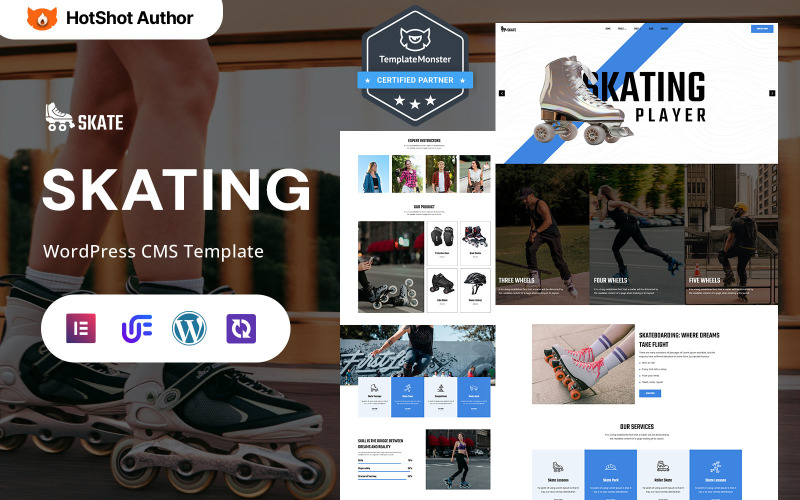 Skate - Skridskoskola, skateboardklubb och redskapsbutik WordPress Elementor Theme