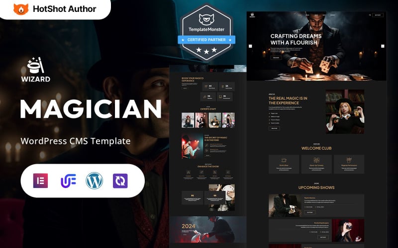 Wizard - Magician Showcase And Entertainment WordPress Elementor Theme