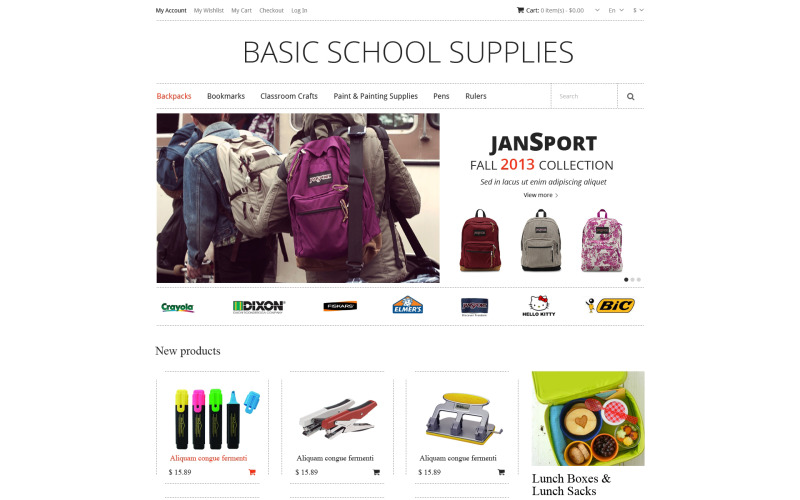 Schoolbenodigdheden Magento-thema