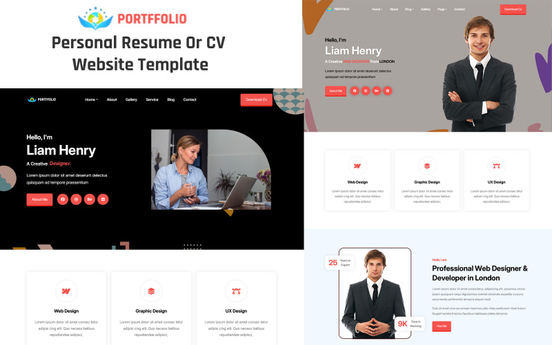 Portffolio - Persoonlijk CV of CV HTML-websitesjabloon